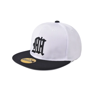 Classic snapback baseball cap in black and white with large Gothic letter B embroidery