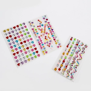 Autocollants 3D colorés en cristal de diamant et cœur pour décoration maquillage fille