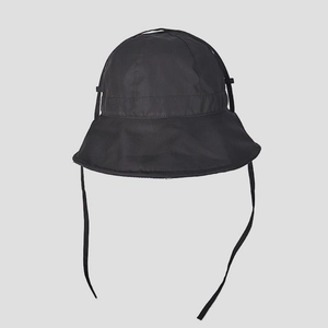 Classic black foldable sun hat with chin strap for women outdoor sun protection