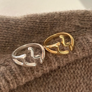 Minimalist S925 sterling silver open rings in gold and silver with fluid abstract design