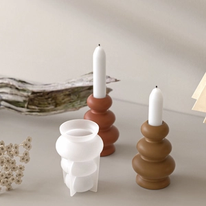 Bubble stack silicone candle holder mold for DIY resin casting and plaster candle bases