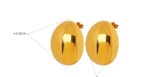 Polished gold drop earrings with 3.0cm height dimension showing smooth mirror finish