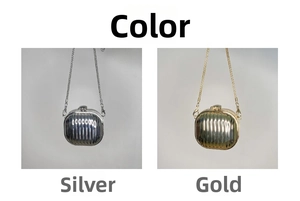 Detailed comparison of gold and silver mini acrylic hardshell suitcases with chain straps