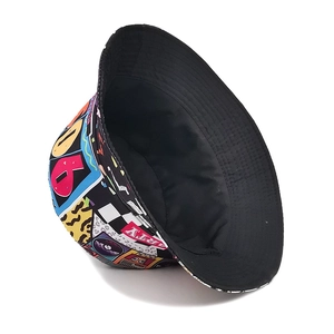 90s vintage pop art graffiti bucket hat with colorful mosaic pattern for sun protection