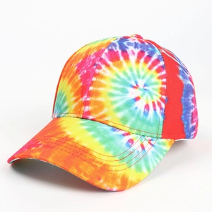 Casquette de baseball tie-dye colorée avec impression 3D et visière courbée unisexe