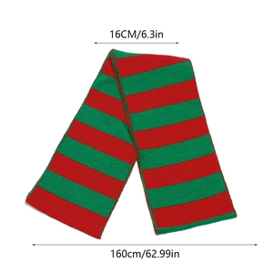 Tableau des tailles de l'écharpe de Noël en tricot rayé rouge et vert 160cm