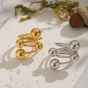 Edelstahl Geometrischer Verstellbarer Spiralring Kugel Mehrlagig Wasserdicht Hypoallergen Minimalistisch Für Frauen