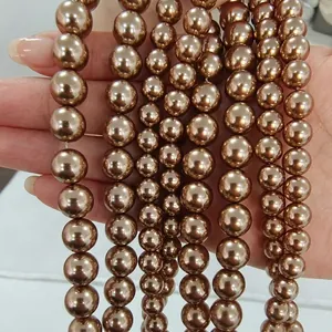 Perles rondes en verre cristal bronze pour la création de bijoux et colliers DIY