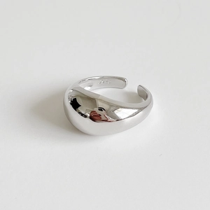 Minimalist S925 sterling silver open ring with unique teardrop irregular glossy finish