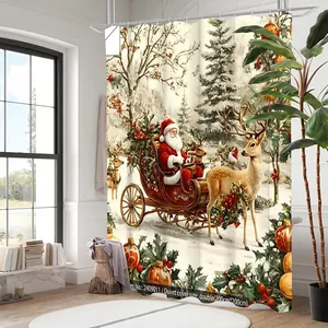 Housse de couette de Noël pour lit double avec motif Père Noël et rennes 200x200