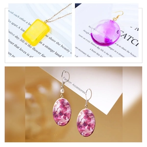 DIY crystal resin jewelry mold set featuring heart, star, and moon shape pendants and earrings