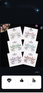 Detail showing six colors of self-adhesive face crystal stickers for party makeup