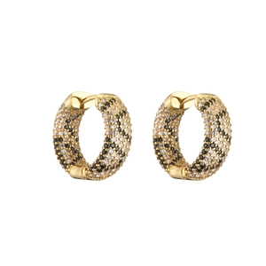 18K gold plated hoop earrings with micro-pave cubic zirconia in leopard print pattern
