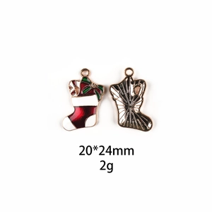 Detail of 20x24mm Christmas stocking pendant in enamel and metal for DIY crafts