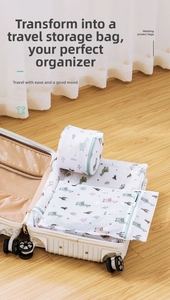 Thickened laundry bags with cute alpaca prints organized inside a travel suitcase