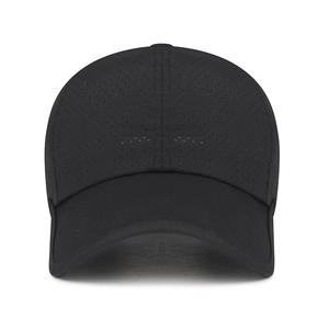 Lightweight breathable black quick-dry baseball cap with laser-cut ventilation holes