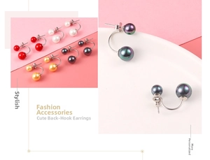 Detail showing versatile S925 silver pearl jacket earrings in four vibrant colors