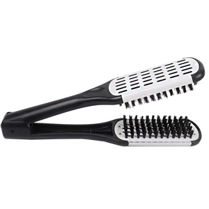 V-shaped boars hair clamp brush for hair straightening and professional styling tool