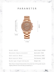 Détails de la montre Genève or rose avec strass et bracelet à maillons métalliques