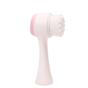Manual cat claw face brush with pink silicone massage pads and soft white bristles