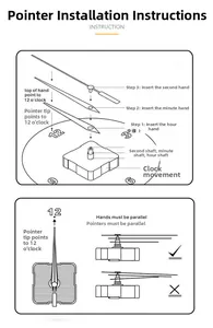 Detailed instruction manual for clock movement and metal hands installation guide