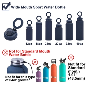 Magnetic phone holder lid compatibility chart for 12oz to 40oz wide mouth sport water bottles