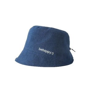 Chapeau bob en denim bleu marine pour enfants avec broderie behappy et cordon réglable
