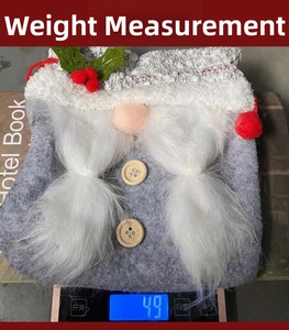 Weight display of 49g for a faceless gnome Christmas gift bag with drawstrings