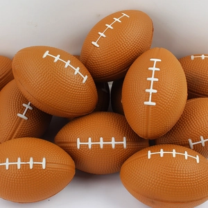 Brown PU foam stress relief American football toy balls with realistic texture and white stitching