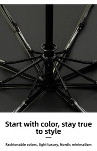 Detail of the reinforced black metal frame and spring mechanism of the automatic umbrella