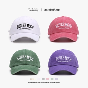 Berretto da Baseball in Cotone Lavato Vintage NATURE MOOD Ricamo a Lettere Protezione Solare Regolabile Cappello Outdoor Unisex
