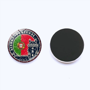 Crystal glass fridge magnet featuring the Lisbon Portugal flag and castle with magnetic back
