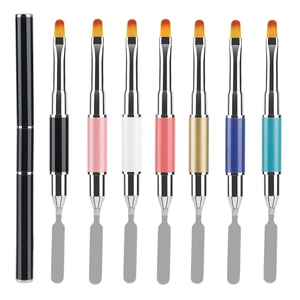 8-piece dual-ended nail extension tool set with synthetic brushes and steel spatulas