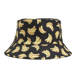 Chapeau Bob En Coton Imprimé Banane Réversible Protection Solaire Été Extérieur Streetwear Pour Hommes Femmes