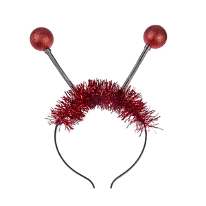Red alien antenna headband with spring glitter balls for Christmas party fancy dress