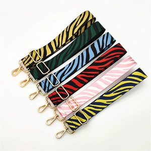 Adjustable zebra pattern replacement shoulder strap for bags with gold metal buckles