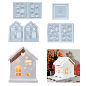 3D Puzzle Haus Silikonform Stern Herz Hohl Fenster Design Für DIY Kerze Harz Gips Nachtlicht Abdeckung