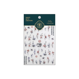 Ink style nail art stickers with Chinese calligraphy, flowers and butterfly patterns
