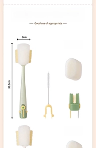5-in-1 bottle cleaner set with long handle sponge brush and crevice detail tools