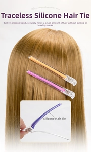 Close-up of transparent hair clips with internal silicone bands for non-slip styling