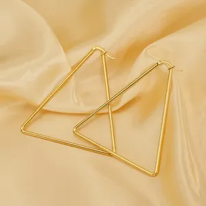 Fashion Stainless Steel Geometric Triangle Hoop Earrings For Women 18K Gold Plated Exaggerated Punk Jewelry Statement Earring Gift