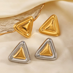 Boucles d'oreilles triangulaires géométriques en acier inoxydable doré et argenté