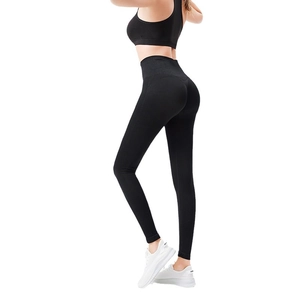 Leggings de yoga noirs sans couture à taille haute avec effet push-up pour fitness sport