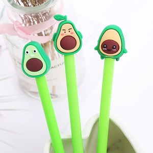 Penna Gel Avocado Cartoon 3D In Gomma Morbida Simpatica Inchiostro Verde Cancelleria Per Studenti Ufficio Novità