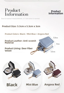 Mini round jewelry case detail showing scratch-resistant leather and velvet lining