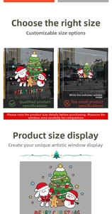 Customizable Christmas window static stickers featuring Santa dog, snowman and tree motifs