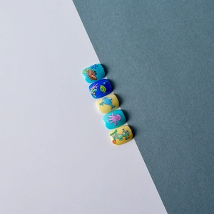 5D ocean theme sea creature embossed self-adhesive nail stickers with crab and dolphin
