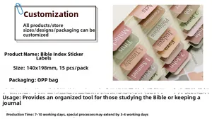Macro detail of Morandi color Bible index tabs in 140x198mm sheet for journaling