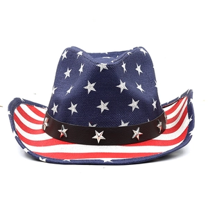 Amerikanische Flagge Western Cowboyhut mit patriotischen Sternen und Metallnieten