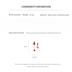 Detailed size specifications and material chart for Chinese style lion pearl earrings